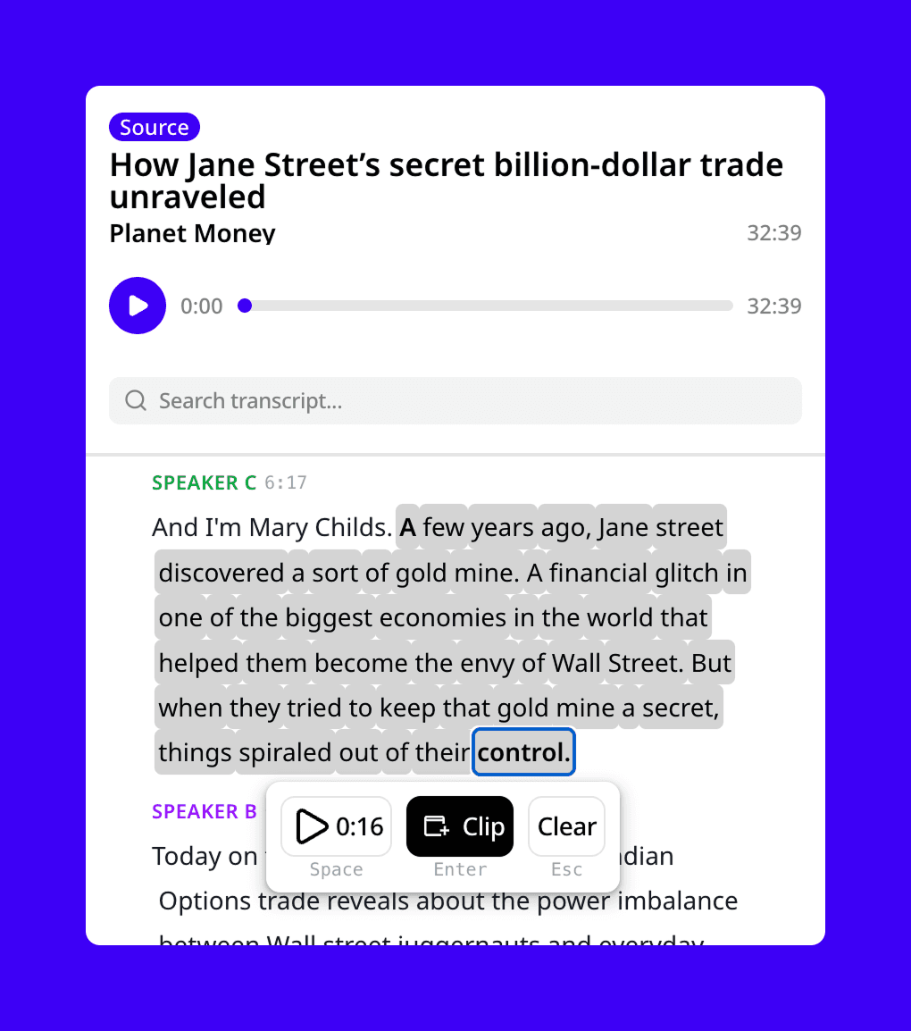 Edit by reading transcript