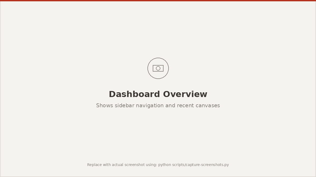 Your dashboard with the sidebar and recent canvases