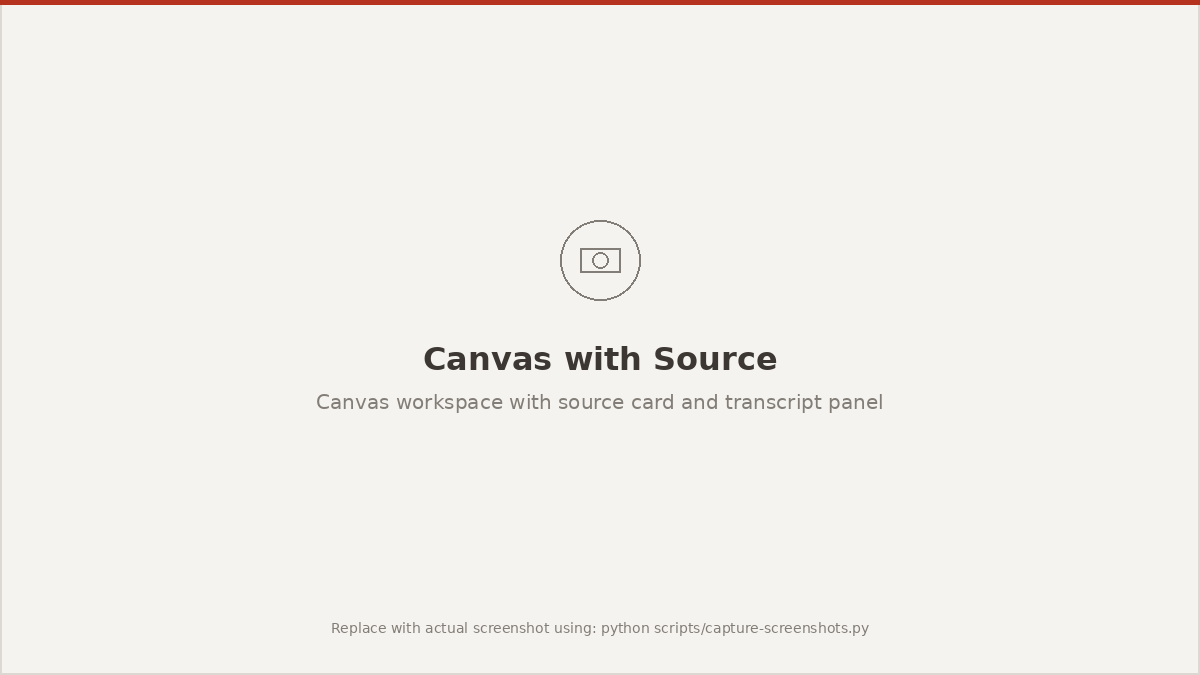 A canvas workspace with a podcast episode loaded